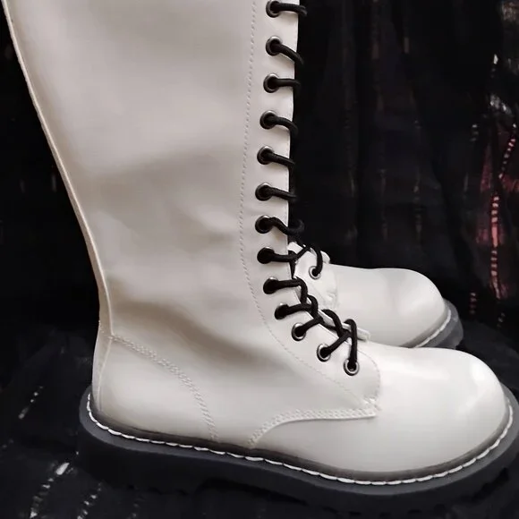 Wild Pair Ryleep Tall Combat Boot White Sz. 6 - Picture 4 of 8
